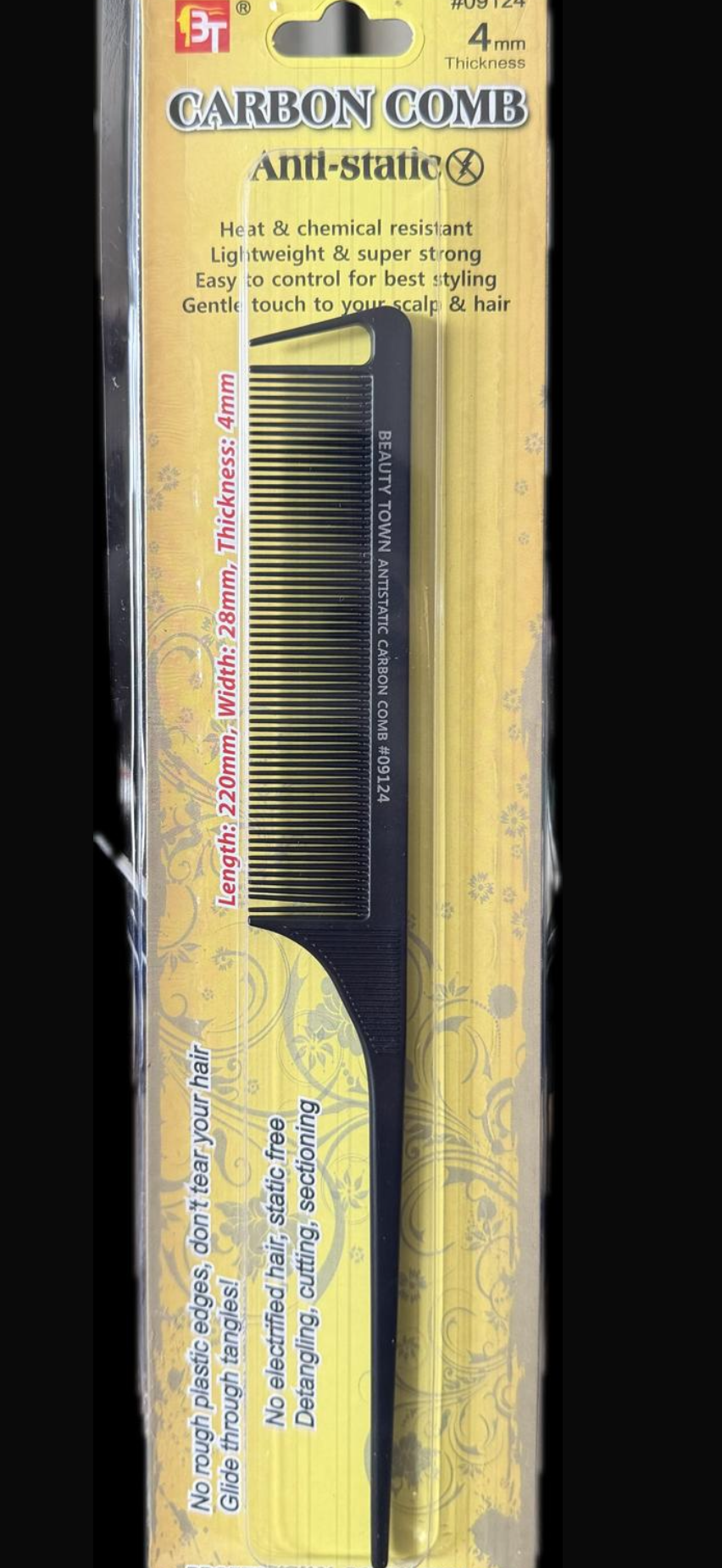 Carbon comb anti-static 4mm