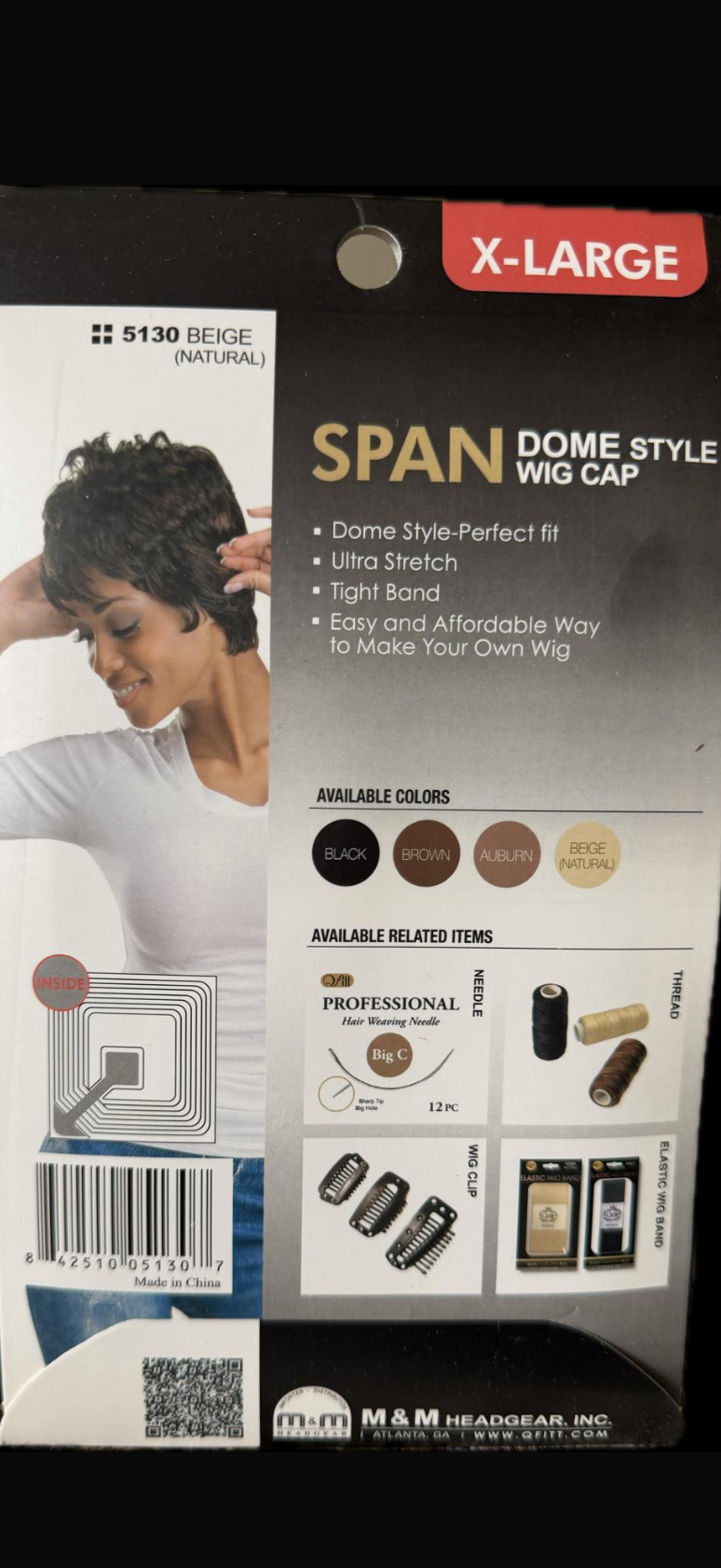 Qfitt Span come style wig cap ( beige) x-large